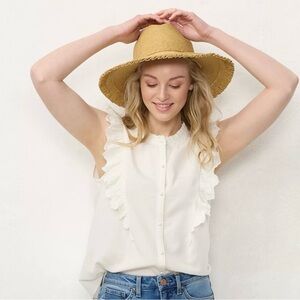 Women's LC Lauren Conrad Ruffle Sleeveless Shirt Size XL in Very GUC